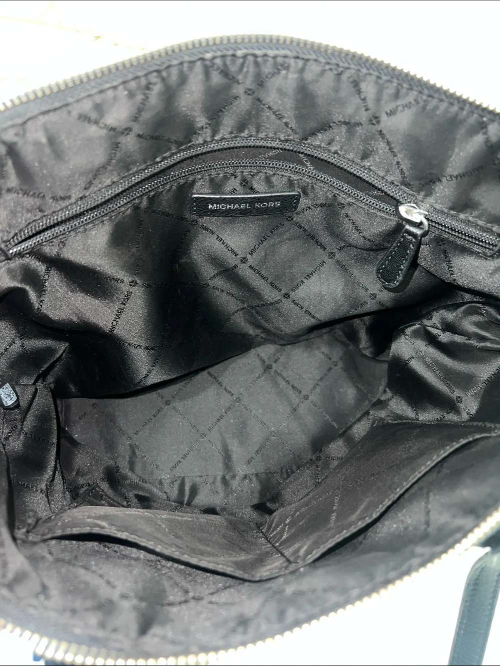 Michael Kors Black MK Logo Tote with Silver Hardware - Picture 5 of 7